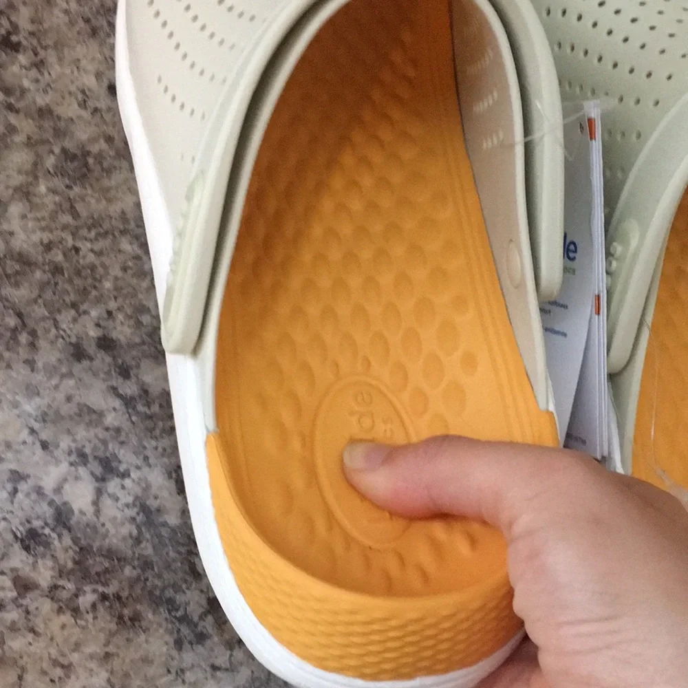 Crocs Beige / White / and Orange LiteRide Clogs - Picture 11 of 15